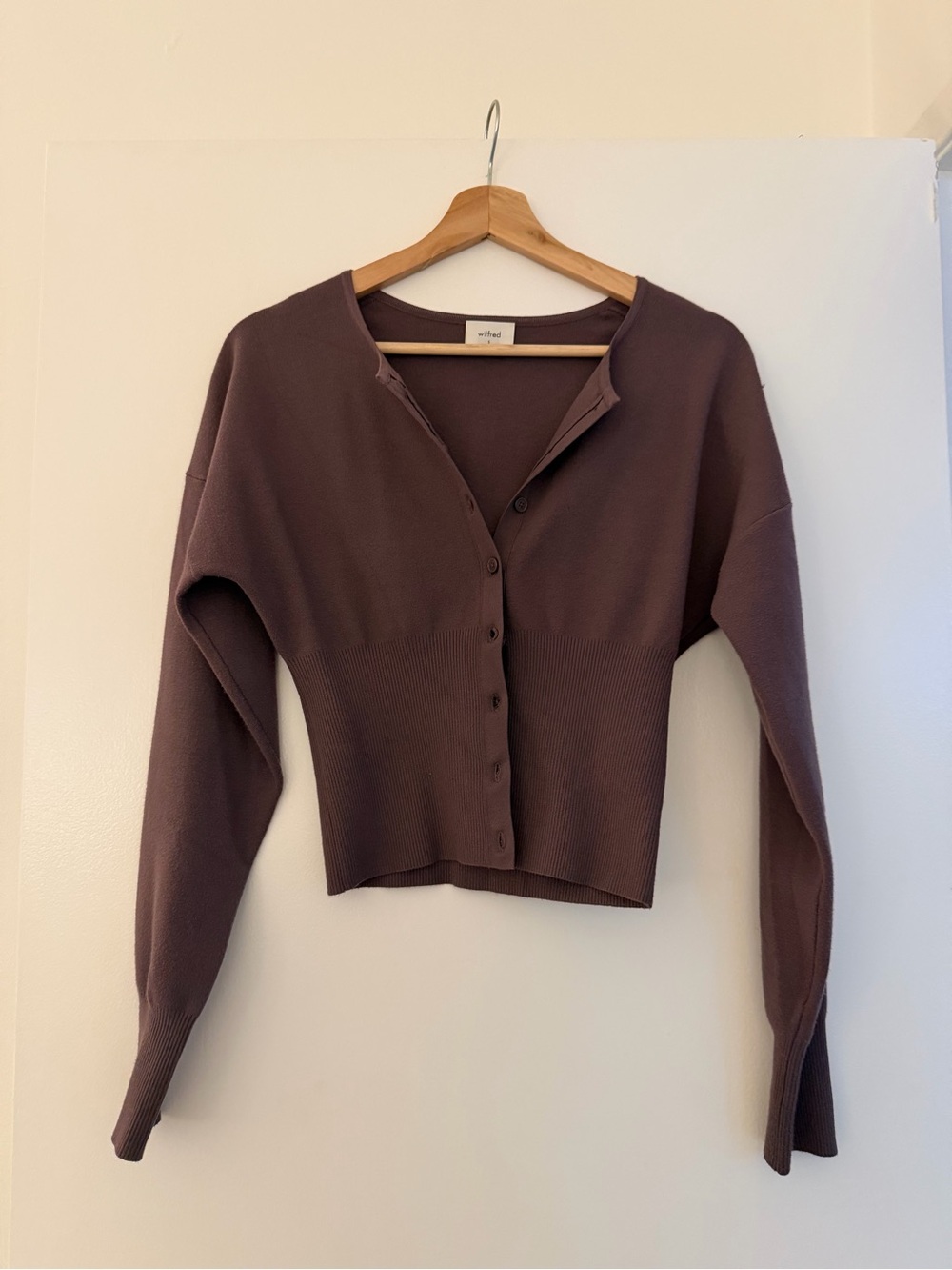 Aritzia Eggplant Cinch Waist Cardigan